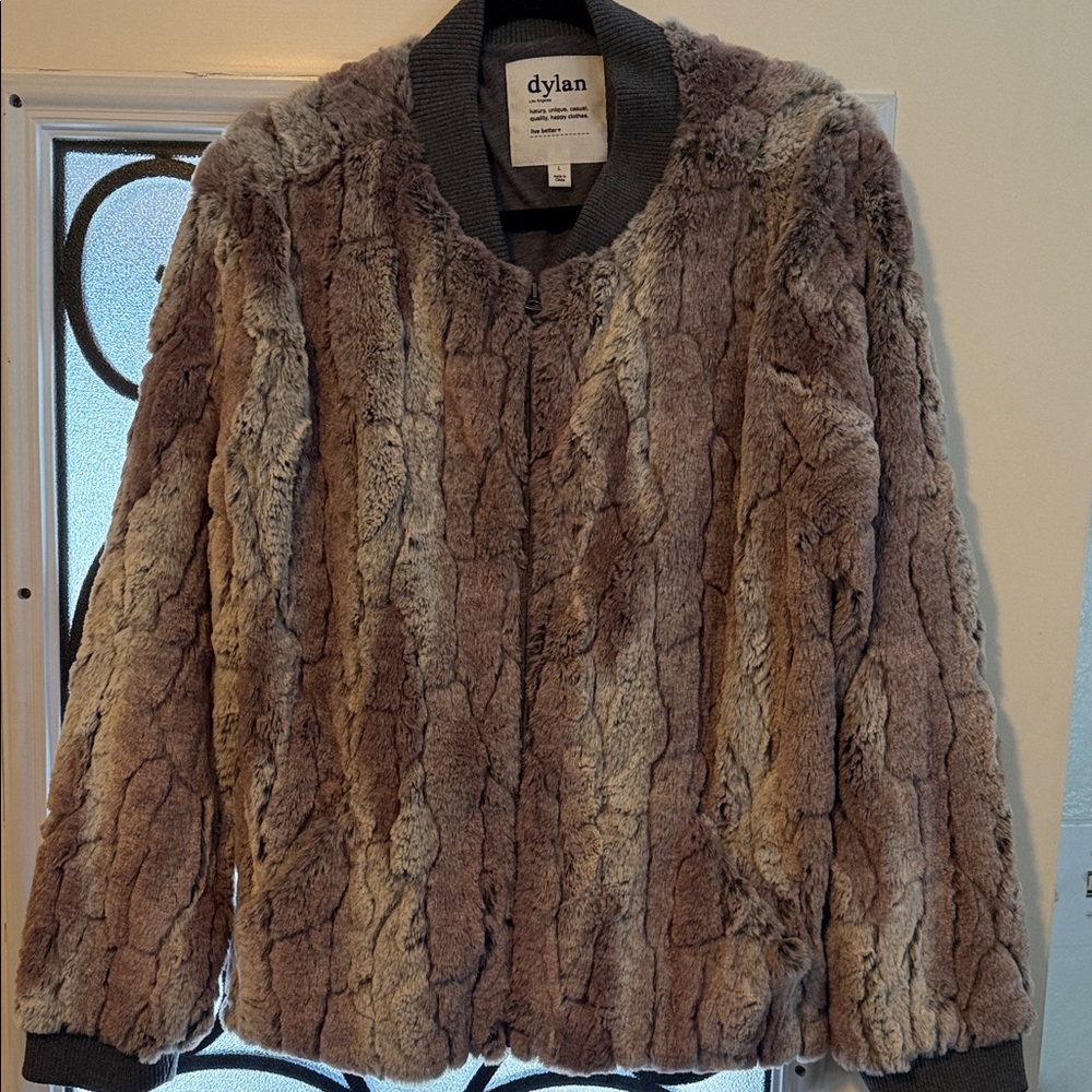 Dylan Women's Plush Teddy Jacket - Purple  and grey